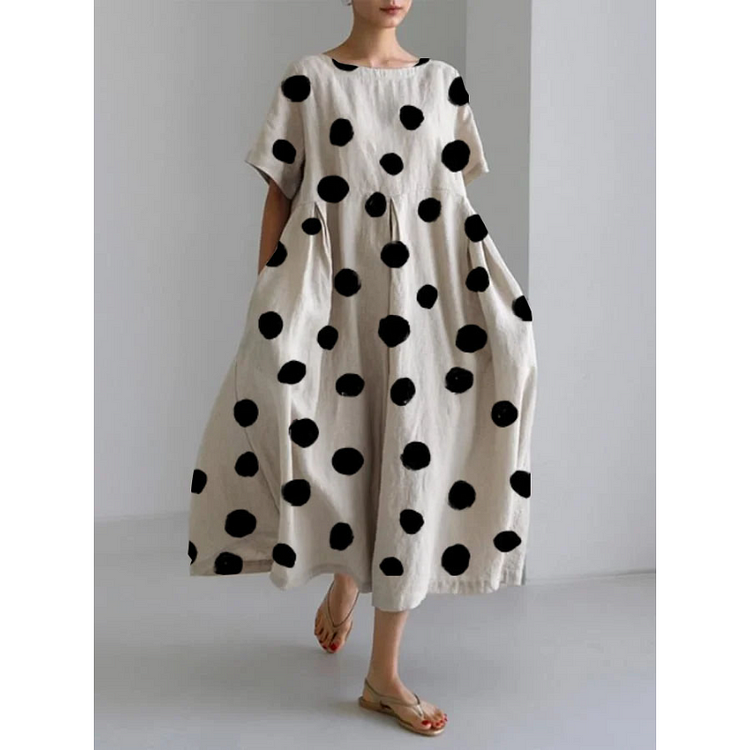 VALENTINA | Casual Long Dress with Iconic Polka Dots and Freedom of Movement for Summer Days