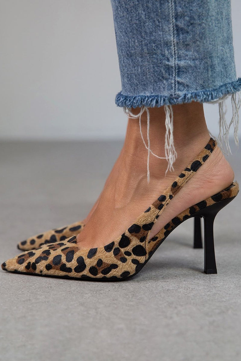 Liorina™ | Khaki Leopard Print Pointed Toe Pumps