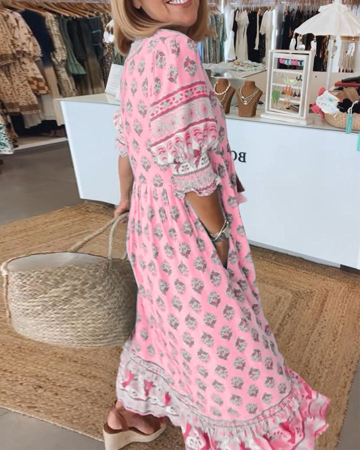 Audrey™ | Boho Midi Tassel Dress