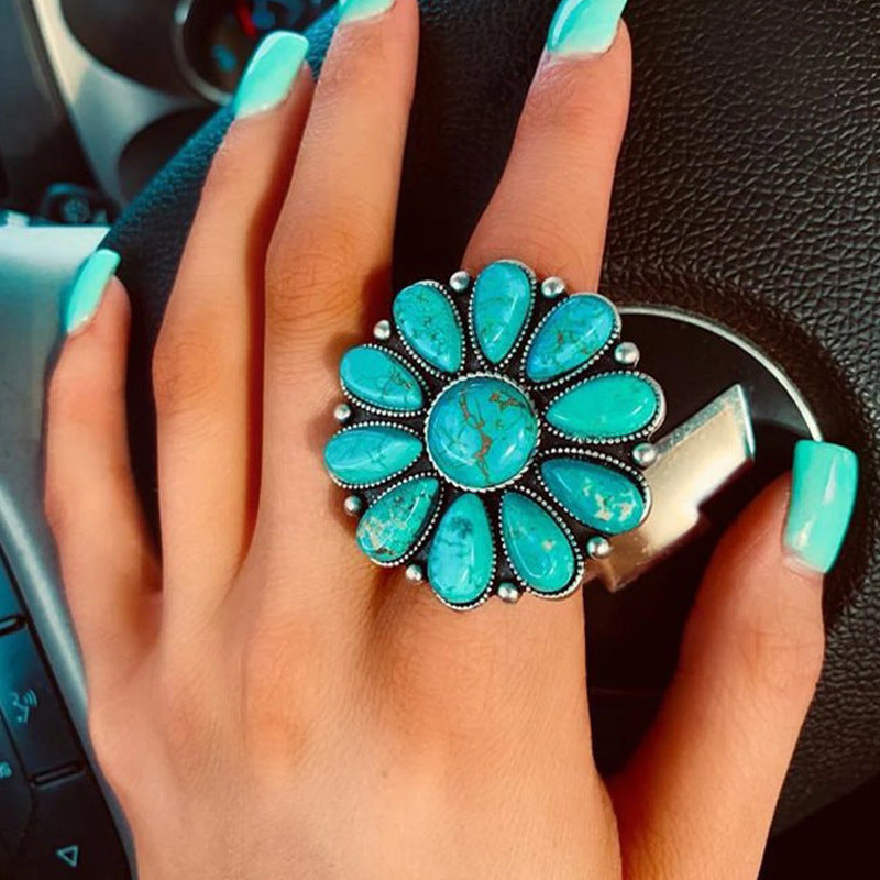 Floriana™ | Turquoise Alloy Flower Ring