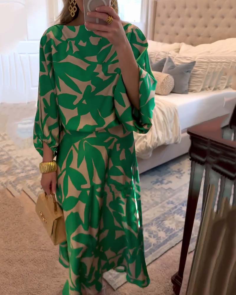 Ashley™ | Two-Piece Printed Set with Lantern Sleeves