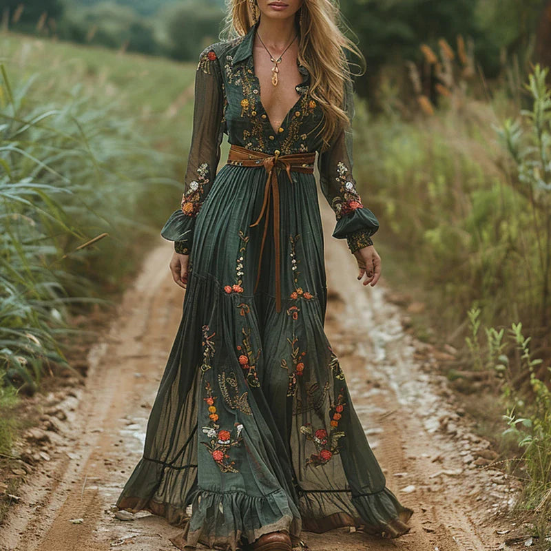 Selvara™ | Bohemian Floral Maxi Dress