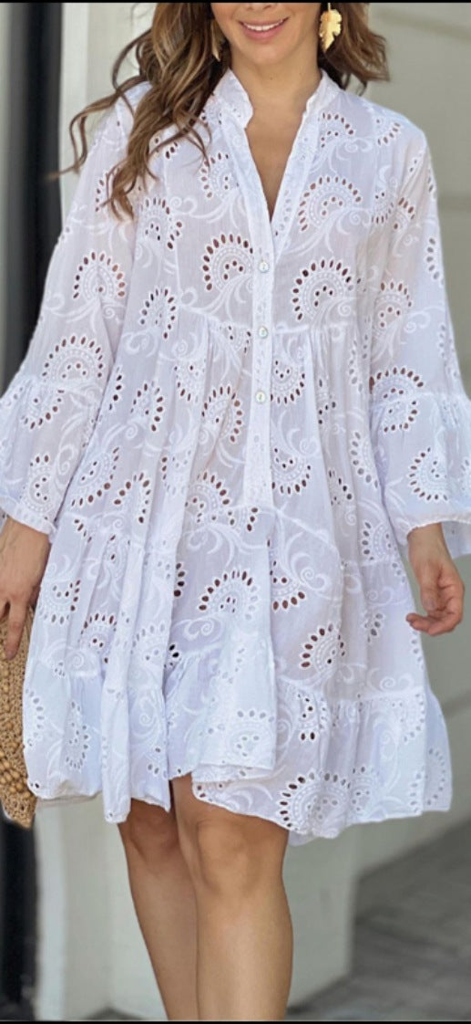 Vivian™ | Embroidered Tiered Mini Dress