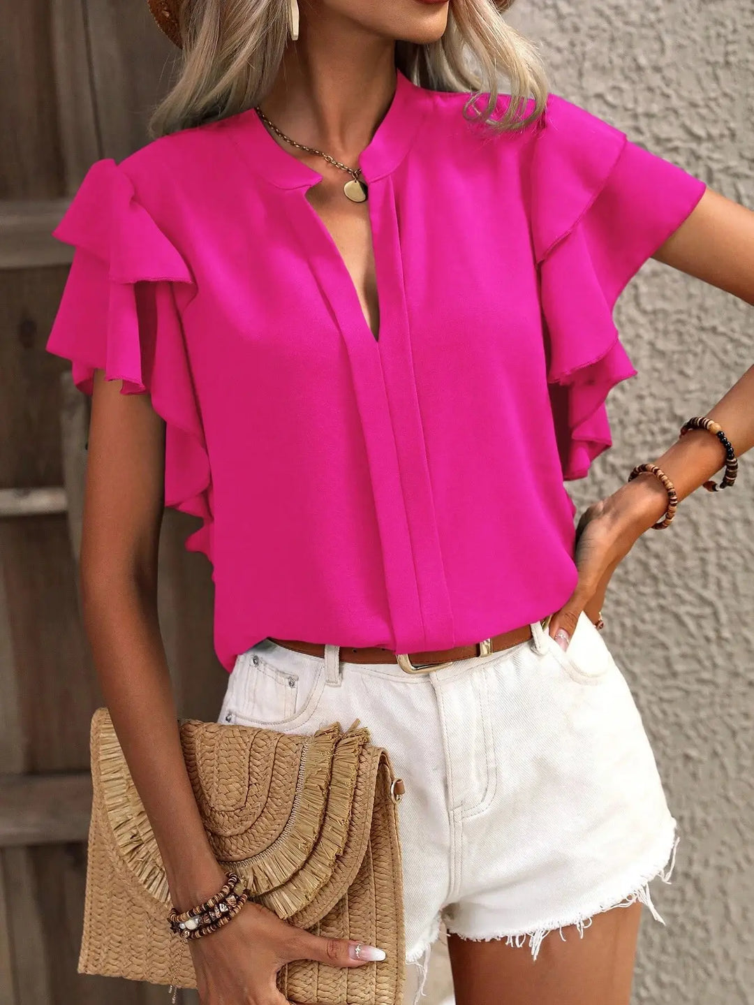 Amira™ | Chic Blouse with Elegant Ruffle Sleeves