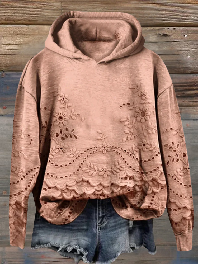 Saska™ | Hoodie with Floral Embroidery