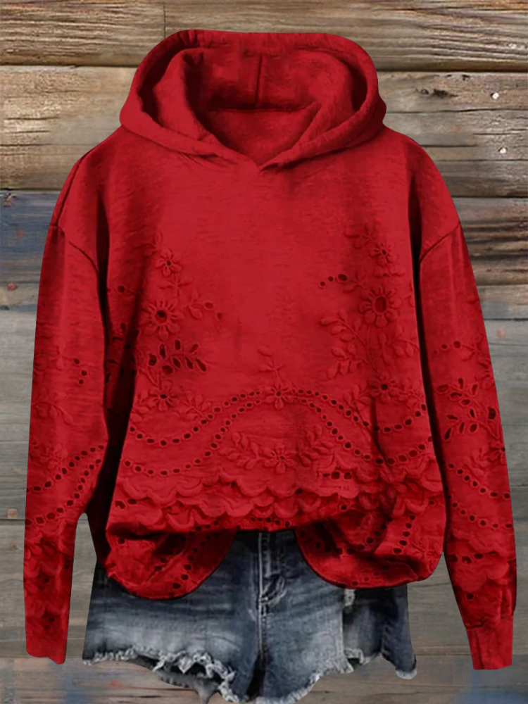 Saska™ | Hoodie with Floral Embroidery