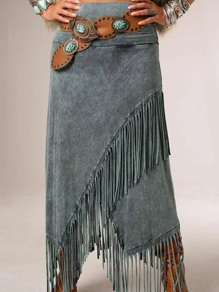 Sheeva™ | A-Line Maxi Fringe Skirt