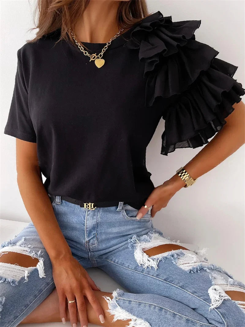 Anna™ | Chic Top with Bold Ruffle Sleeves