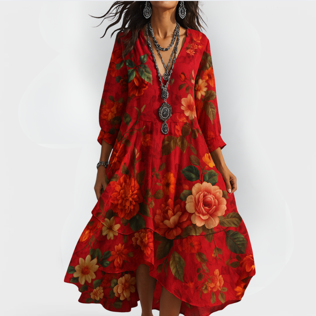 Jennifer™ | Vintage Boho V-neck Dress