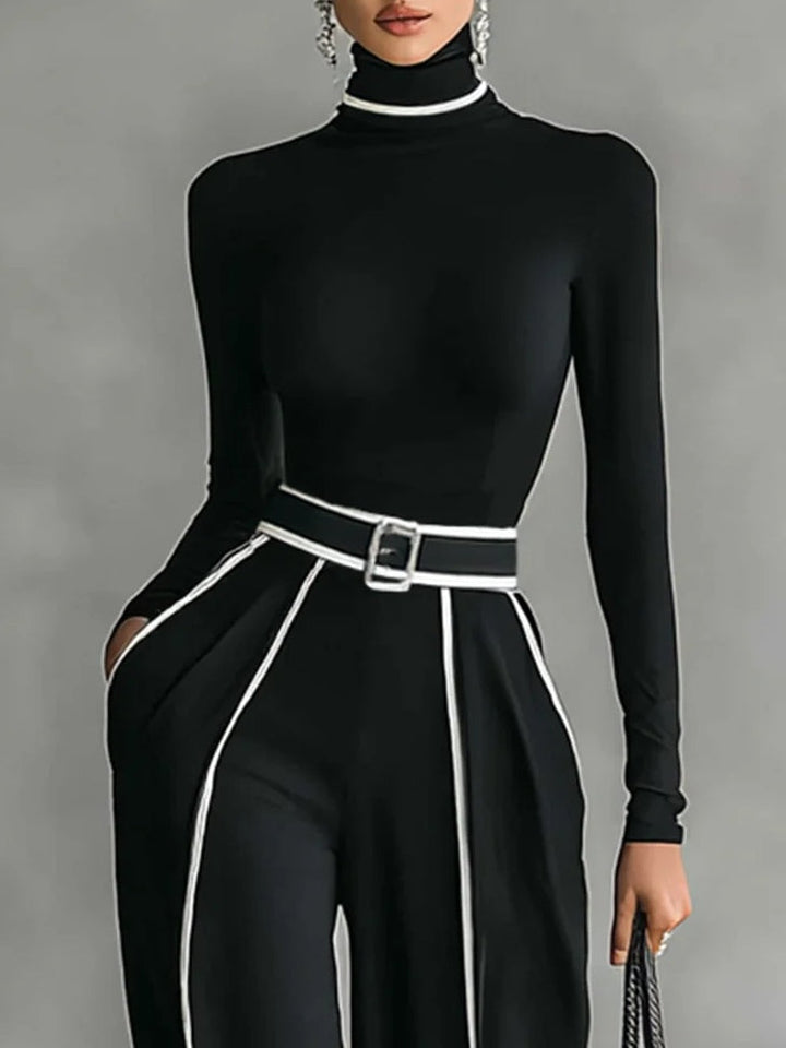 Linda™ | High-Neck Top & Wide-Leg Pants Set with Belt