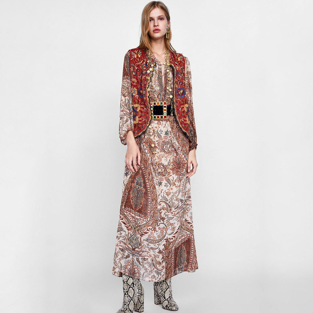 Velora™ | Embroidered Velvet Boho Waistcoat