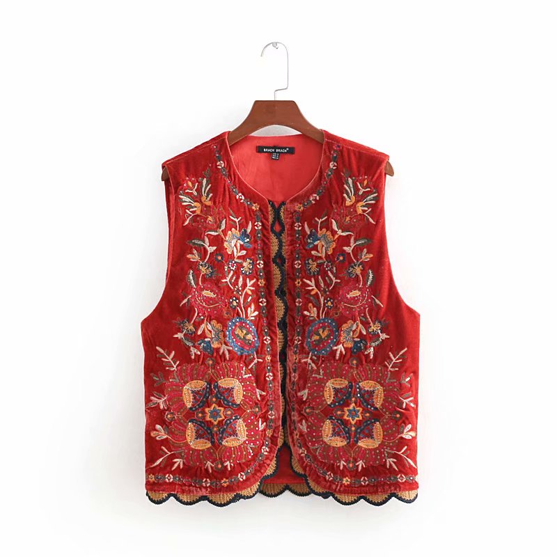 Velora™ | Embroidered Velvet Boho Waistcoat