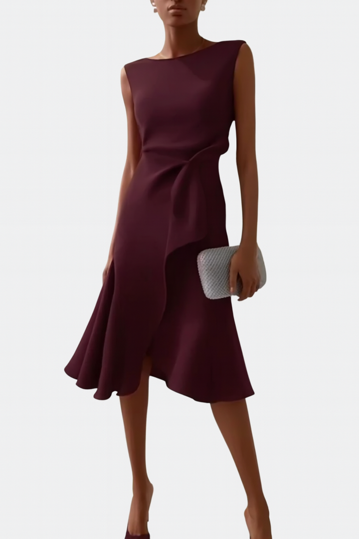 Sheila™ | Draped Asymmetric Midi Dress