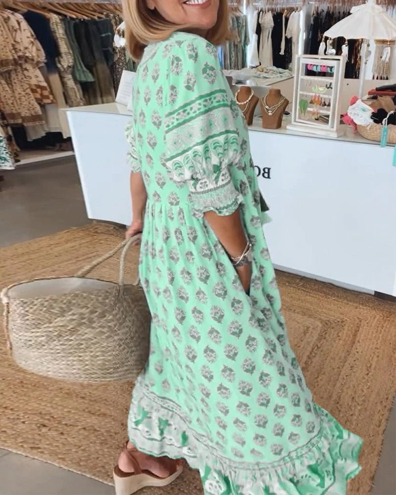 Audrey™ | Boho Midi Tassel Dress
