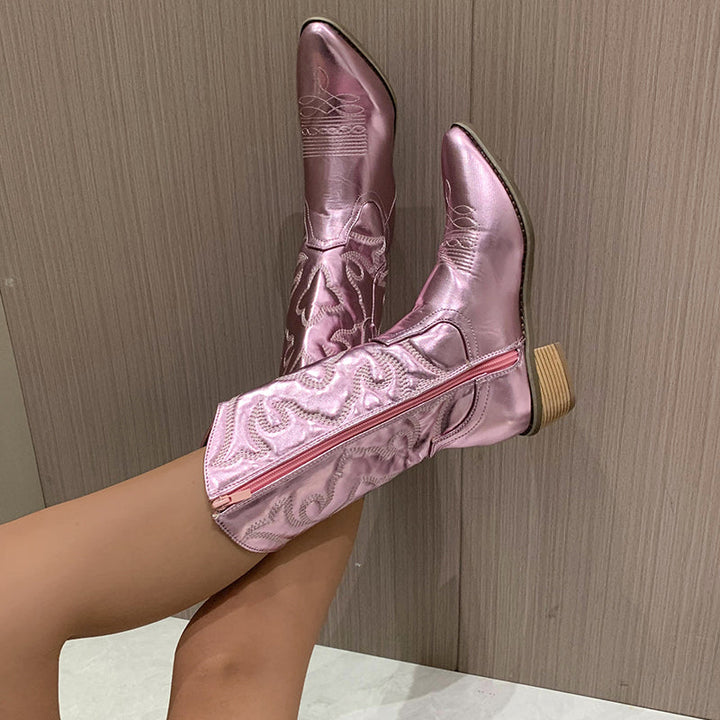 Gracie™ | Elegant Metallic Cowboy Boots