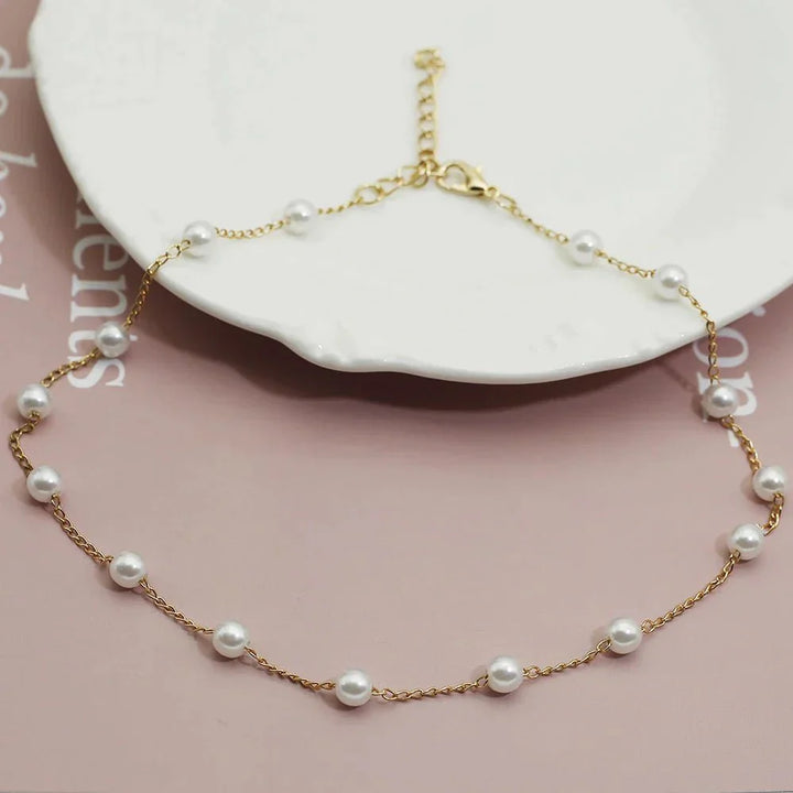 Lustra™ | Gold Pearl Necklace