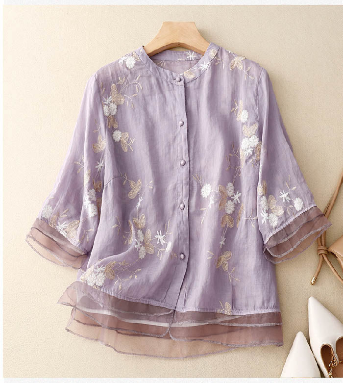 Kourtney™ | Chic Blouse with Embroidered Accents