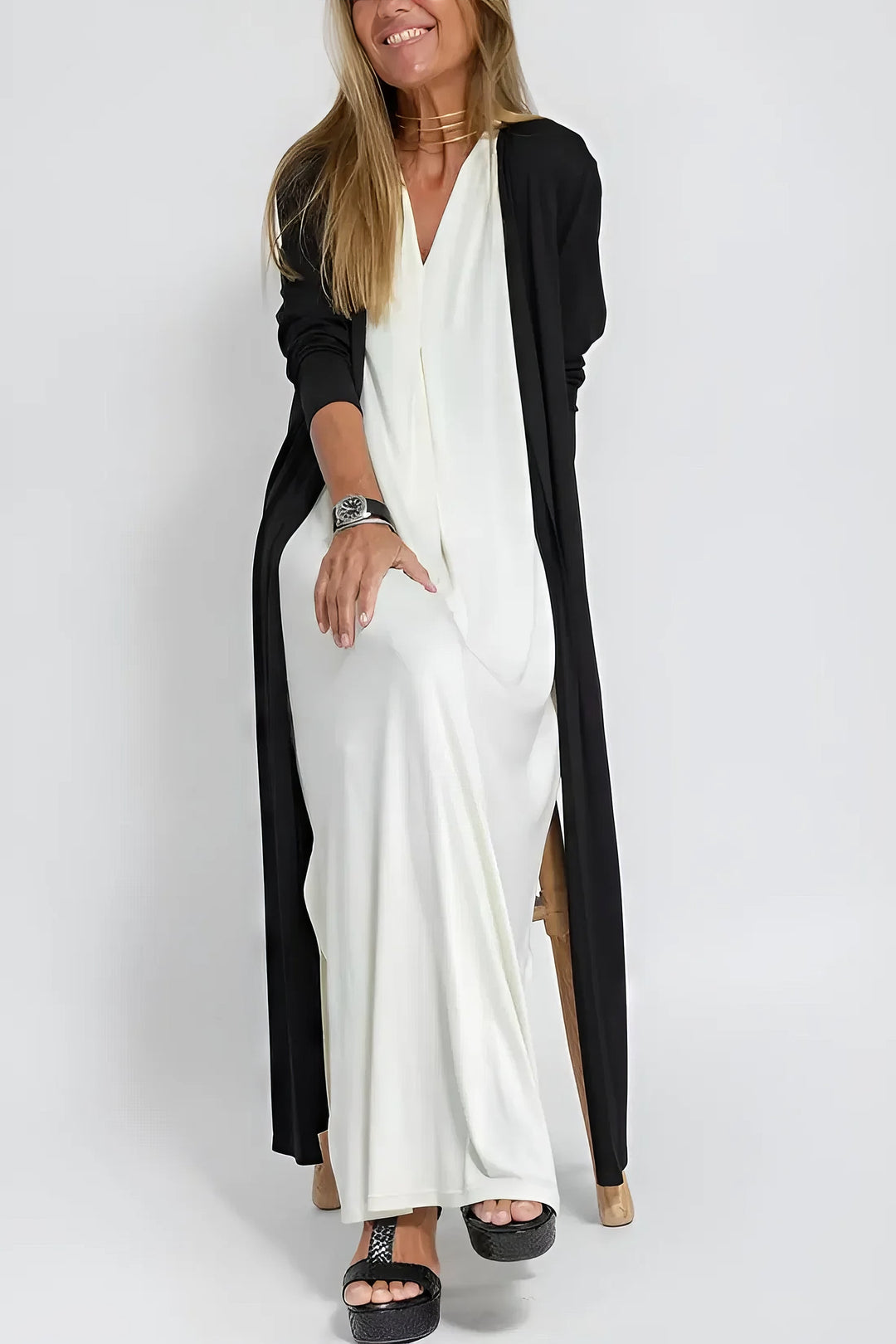 Juno™ | Elegant Long Dress with Coordinated Cardigan