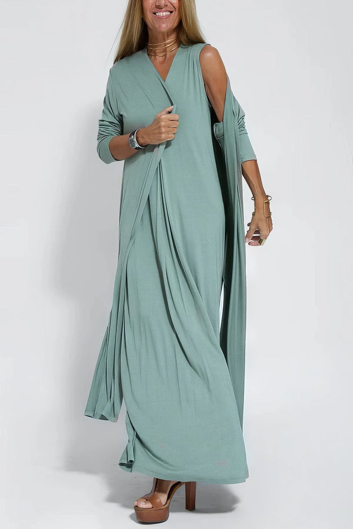 Juno™ | Elegant Long Dress with Coordinated Cardigan