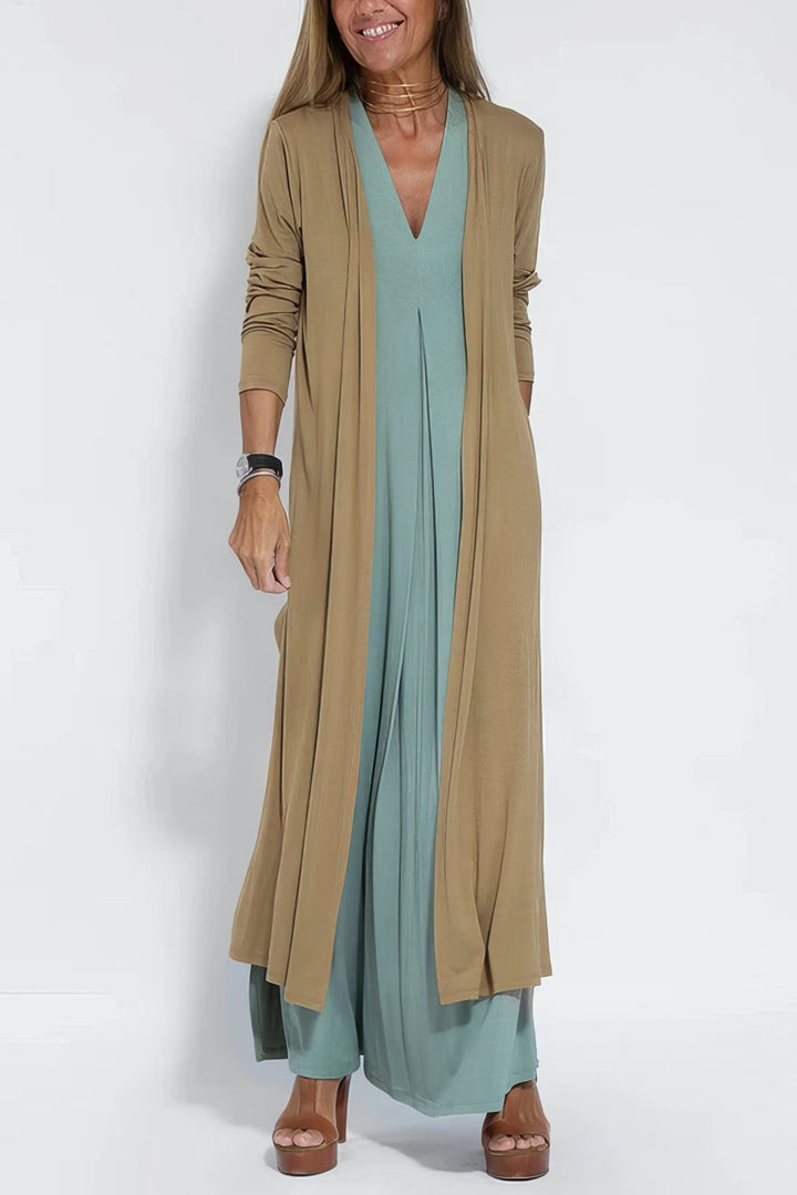 Juno™ | Elegant Long Dress with Coordinated Cardigan